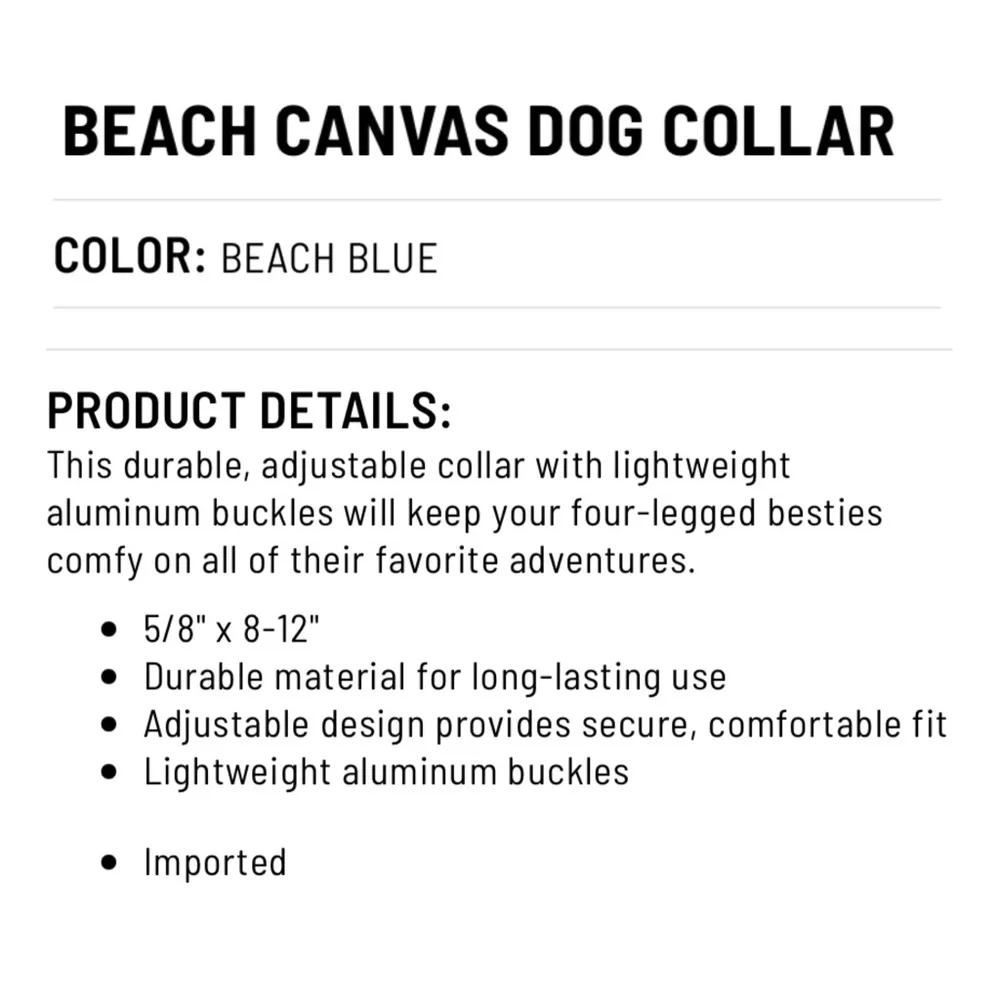 Life is Good Beach Canvas Dog Collar- Beach Blue